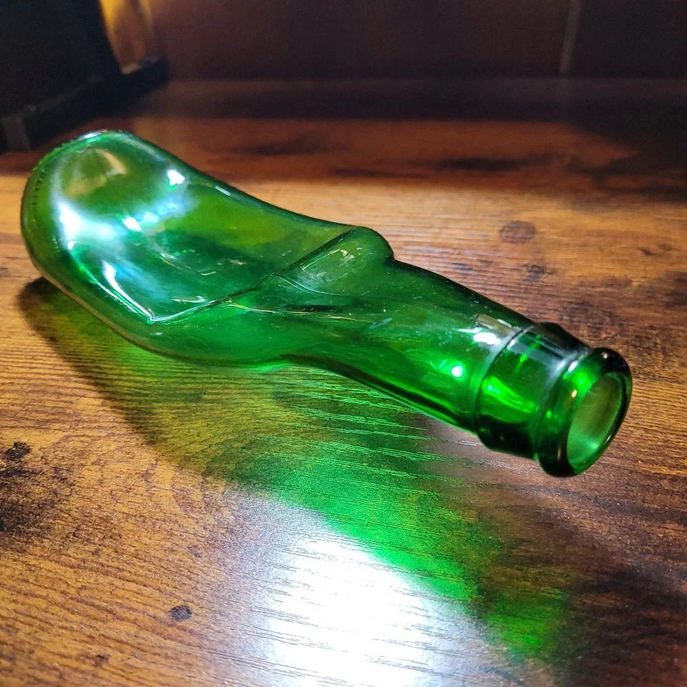 Green Blown Glass Spoon Rest Handmade